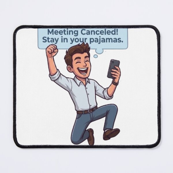 Item preview, Meeting Canceled Stay In Your Pajamas Funny Remote Work Illustration designed and sold by Northern Glow Art.