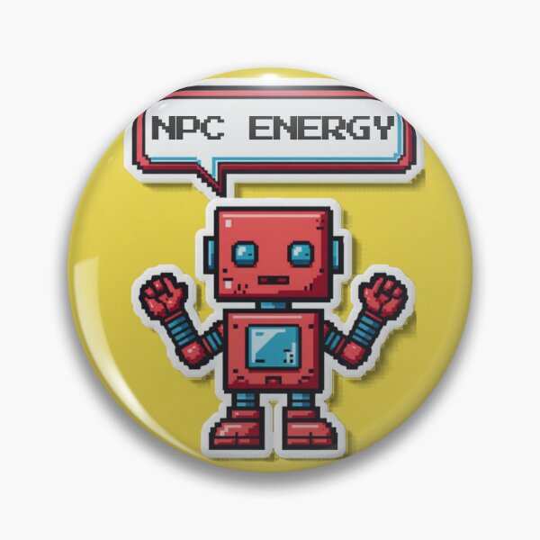 Item preview, NPC Energy Funny Meme Vintage Badge Sticker designed and sold by RedRubyBubble.