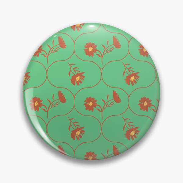 Item preview, Dahlia Daisy Ogee Green and rust designed and sold by Dally-Dabble.