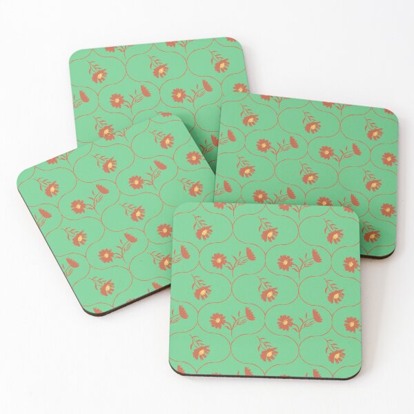 Item preview, Dahlia Daisy Ogee Green and rust designed and sold by Dally-Dabble.