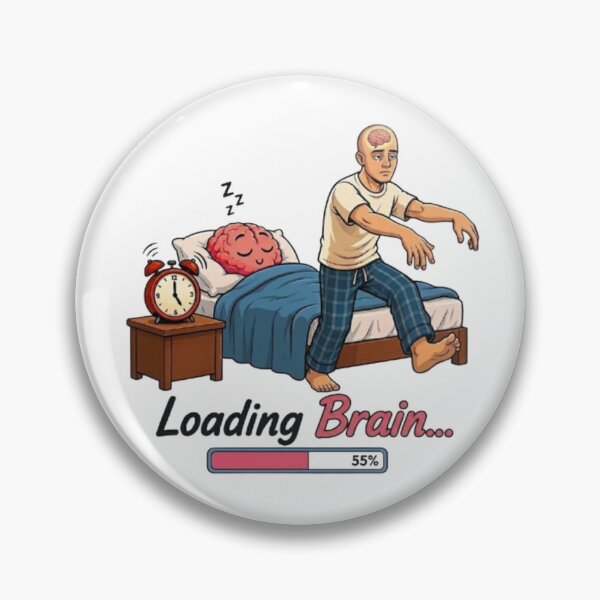 Item preview, Loading Brain Funny Sleepwalking Man Morning Humor Illustration designed and sold by Northern Glow Art.