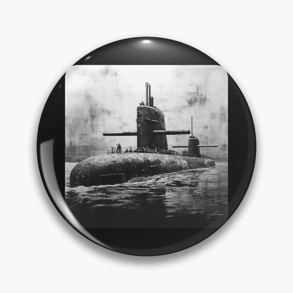 Item preview, Black and White Military Submarine Ocean Art designed and sold by inkoutninja.