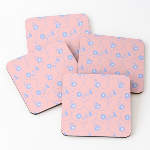 Item preview, Dahlia Daisy Ogee Blush Pink and Light Blue designed and sold by Dally-Dabble.