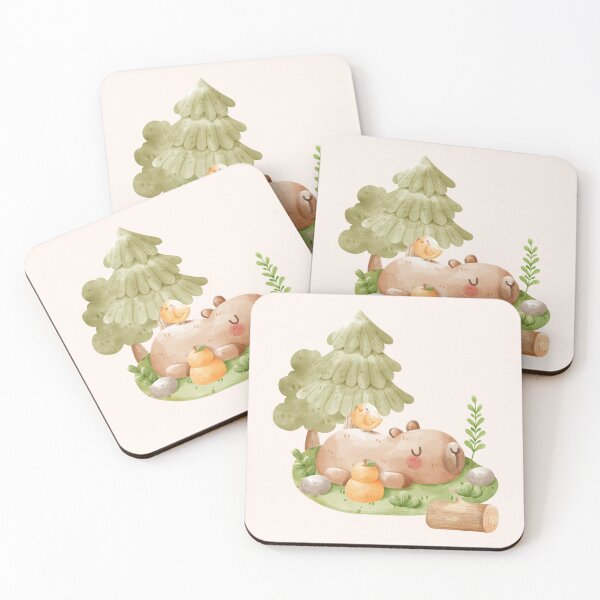 Item preview, Sleeping Woodland Capybara Animal Print, Soft Pastel Watercolours, Gifts for Animal Lovers designed and sold by SpringTeaDesigns.