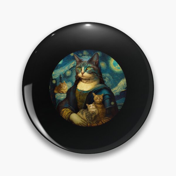 Item preview, Mens Mona Lisa with Cats Starry Night Van Gogh Funny Art Painting  designed and sold by Littermin.