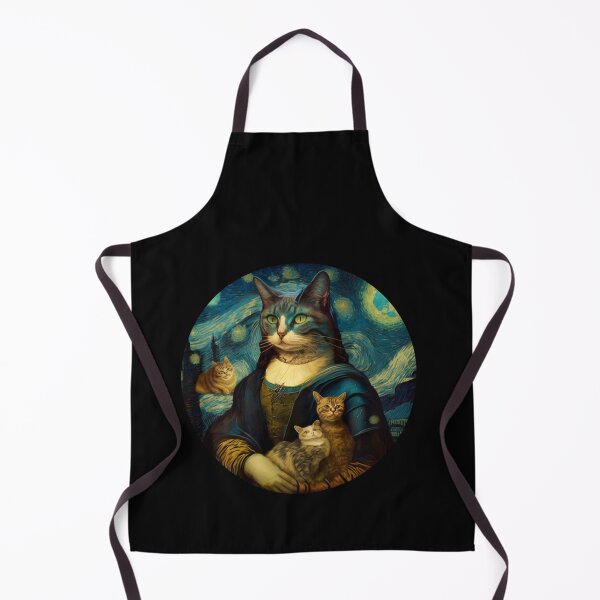 Item preview, Mens Mona Lisa with Cats Starry Night Van Gogh Funny Art Painting designed and sold by Littermin.