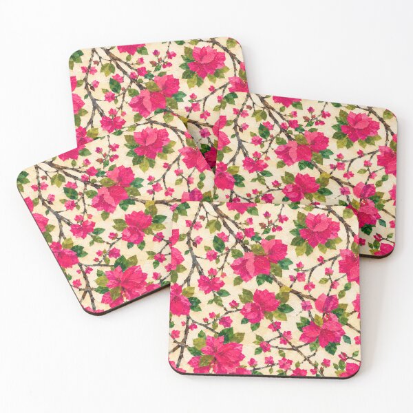 Item preview, Romantic Pink Bougainvillea Floral Pattern, Seamless Tropical Flower Collage, Botanical Garden Print, Bright Pink Floral Design designed and sold by SWSandraWechner.
