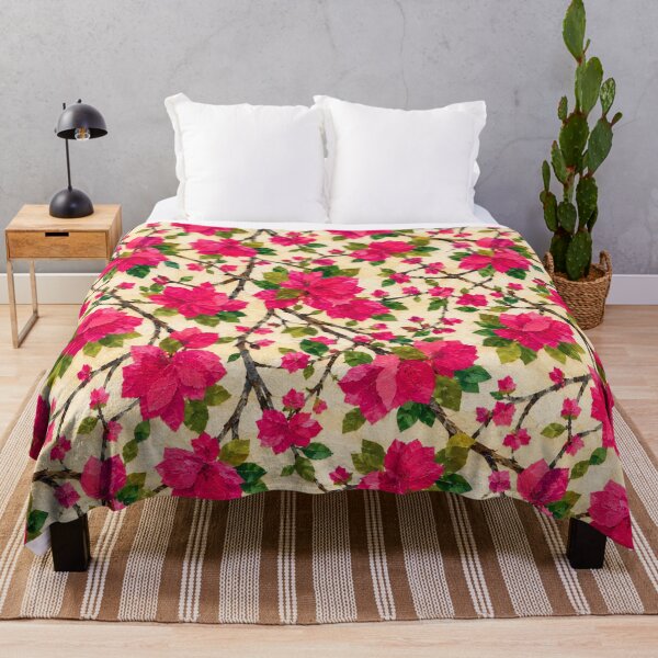 Item preview, Romantic Pink Bougainvillea Floral Pattern, Seamless Tropical Flower Collage, Botanical Garden Print, Bright Pink Floral Design designed and sold by SWSandraWechner.