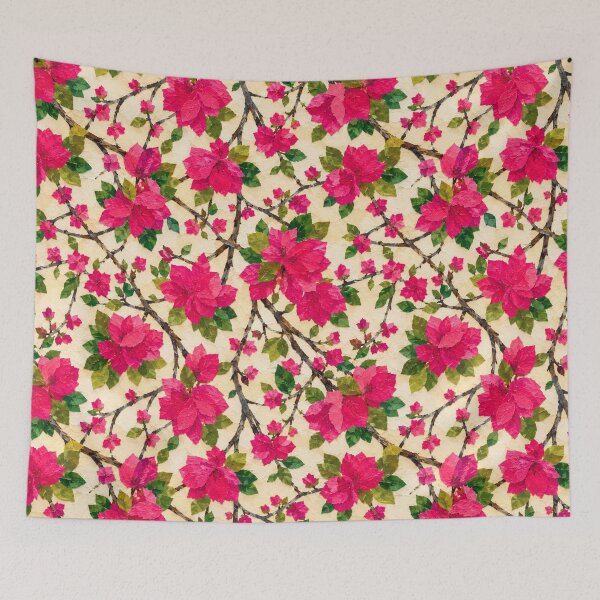 Item preview, Romantic Pink Bougainvillea Floral Pattern, Seamless Tropical Flower Collage, Botanical Garden Print, Bright Pink Floral Design designed and sold by SWSandraWechner.