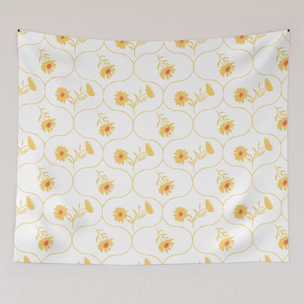 Item preview, Dahlia Daisy Ogee white and yellow designed and sold by Dally-Dabble.