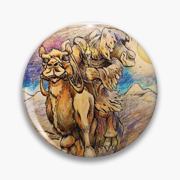 Item preview, Camel wanderer in the great desert at night watercolor pencil designed and sold by puckerupfroggy.