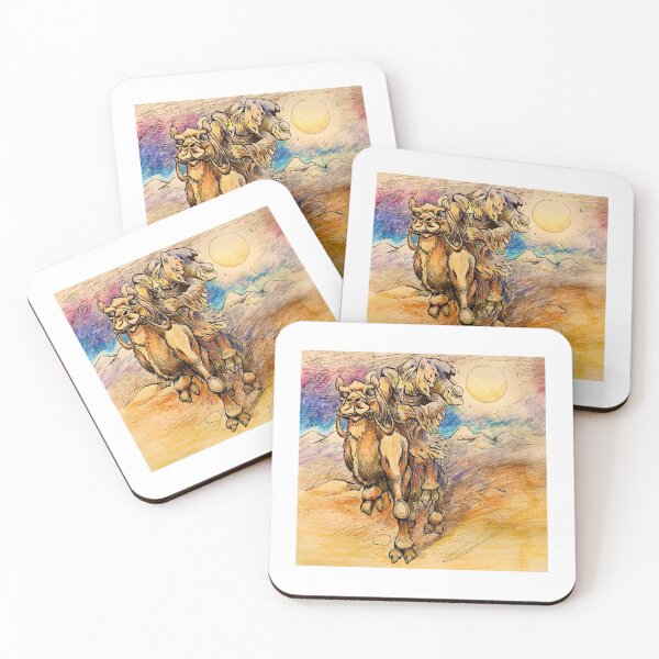 Item preview, Camel wanderer in the great desert at night watercolor pencil designed and sold by puckerupfroggy.