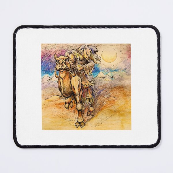 Item preview, Camel wanderer in the great desert at night watercolor pencil designed and sold by puckerupfroggy.