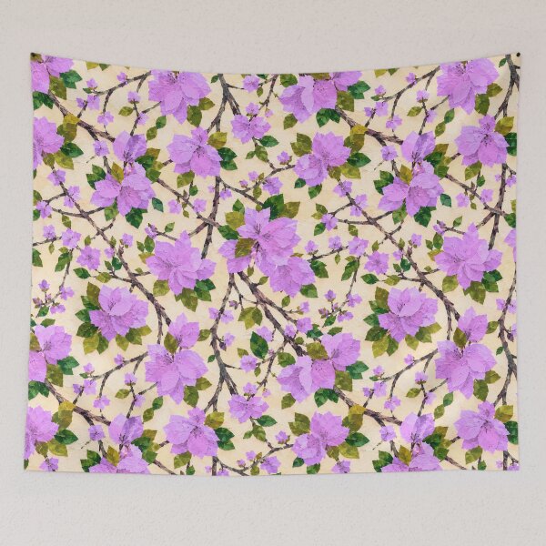Item preview, Romantic Purple Bougainvillea Floral Pattern, Seamless Tropical Flower Collage, Botanical Garden Print, Bright Pink Floral Design designed and sold by SWSandraWechner.