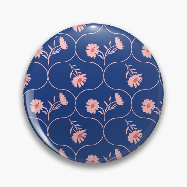 Item preview, Dahlia Daisy Ogee Blue and Blush designed and sold by Dally-Dabble.