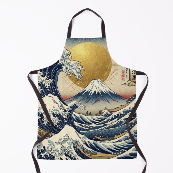 Item preview, Modern Ukiyo-e: Great Ocean Wave, Mount Fuji & Golden Sun designed and sold by Hikariha Studio.