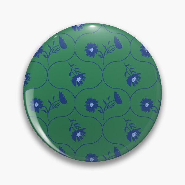Item preview, Dahlia Daisy Ogee Green and Blue designed and sold by Dally-Dabble.