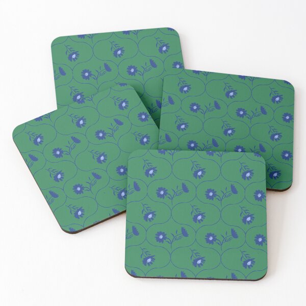 Item preview, Dahlia Daisy Ogee Green and Blue designed and sold by Dally-Dabble.