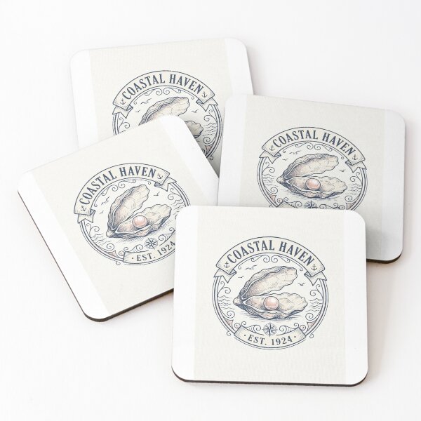 Item preview, Coastal Haven Vintage Oyster Pearl Nautical Badge designed and sold by Brightberry Studio.