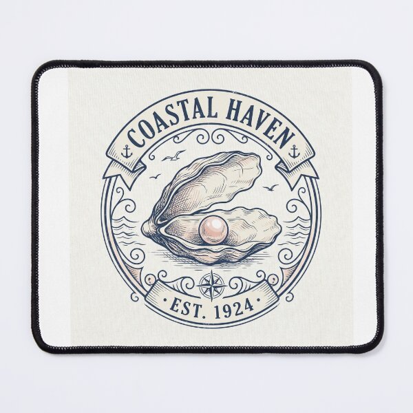 Item preview, Coastal Haven Vintage Oyster Pearl Nautical Badge designed and sold by Brightberry Studio.