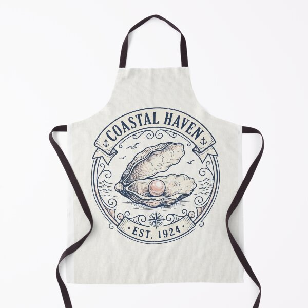Item preview, Coastal Haven Vintage Oyster Pearl Nautical Badge designed and sold by Brightberry Studio.