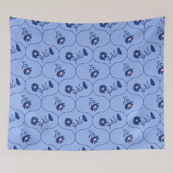 Item preview, Dahlia Daisy Ogee Blue designed and sold by Dally-Dabble.