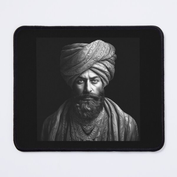Item preview, Black and White Turbaned Nobleman Portrait Art designed and sold by inkoutninja.