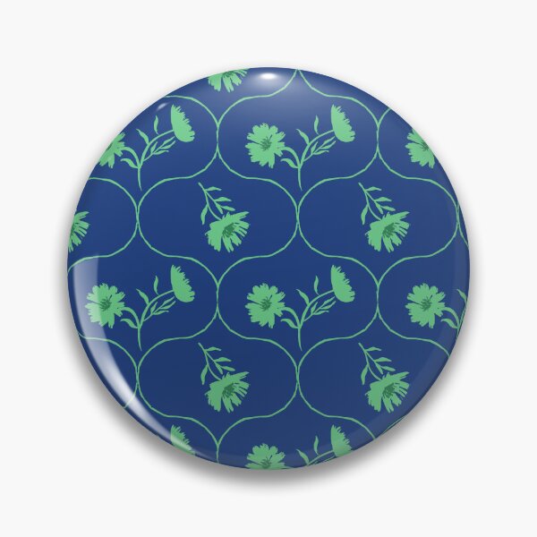 Item preview, Dahlia Daisy Ogee Blue and green designed and sold by Dally-Dabble.