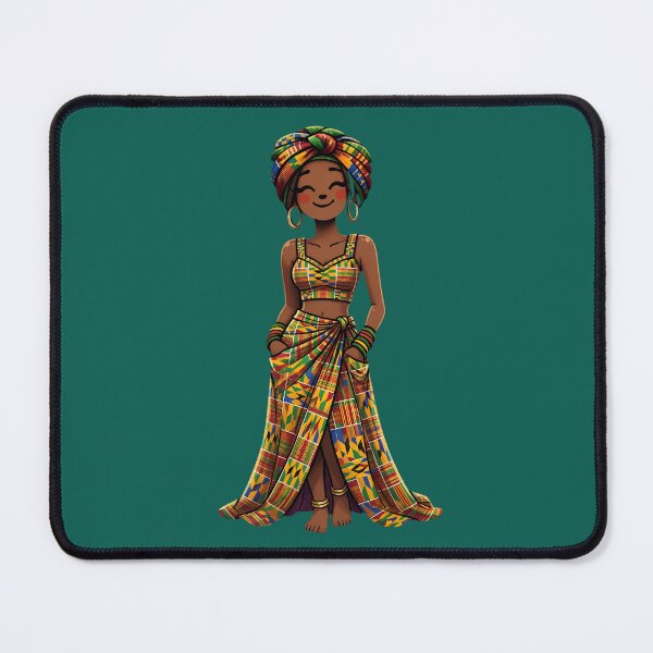 Item preview, Elegant African Queen in Vibrant Kente Cloth Print designed and sold by digitalbob60.