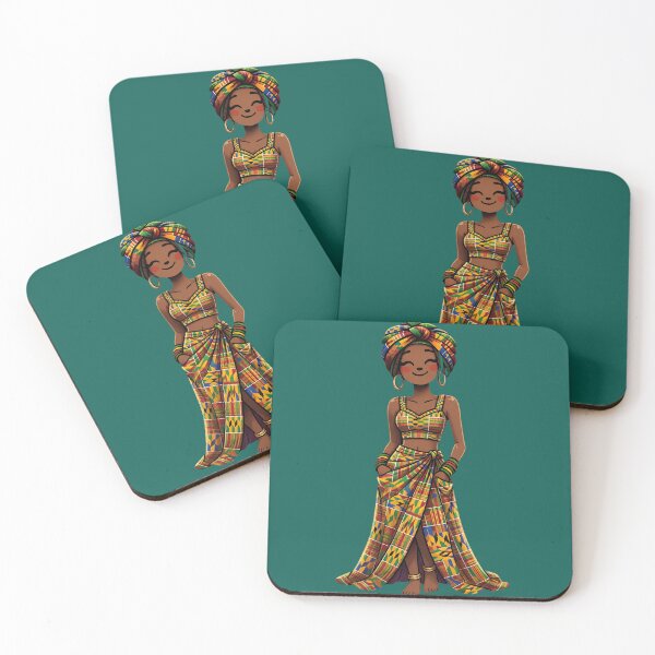Item preview, Elegant African Queen in Vibrant Kente Cloth Print designed and sold by digitalbob60.