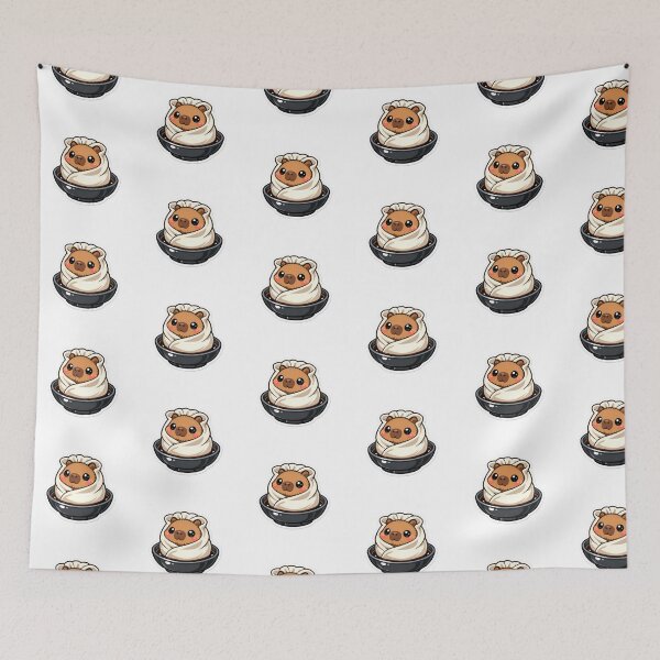 Item preview, Cute Kawaii Steamed Dumpling Wrapper Cozy Capybara Sticker designed and sold by yanejoy.