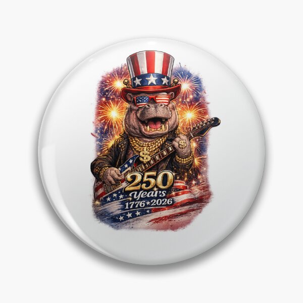 Item preview, Funny Hippo 250 Years Rock American Flag Patriotic 4th of July designed and sold by QuiteOrbit.