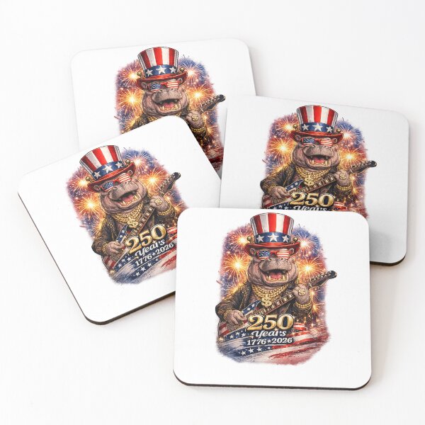 Item preview, Funny Hippo 250 Years Rock American Flag Patriotic 4th of July designed and sold by QuiteOrbit.