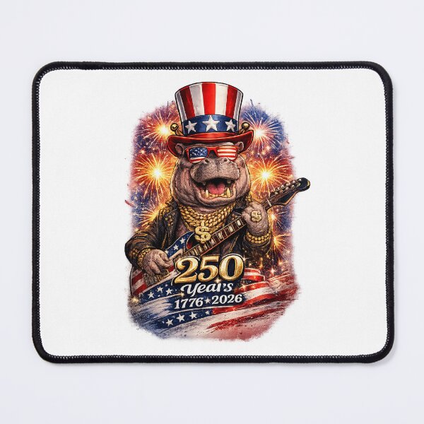 Item preview, Funny Hippo 250 Years Rock American Flag Patriotic 4th of July designed and sold by QuiteOrbit.