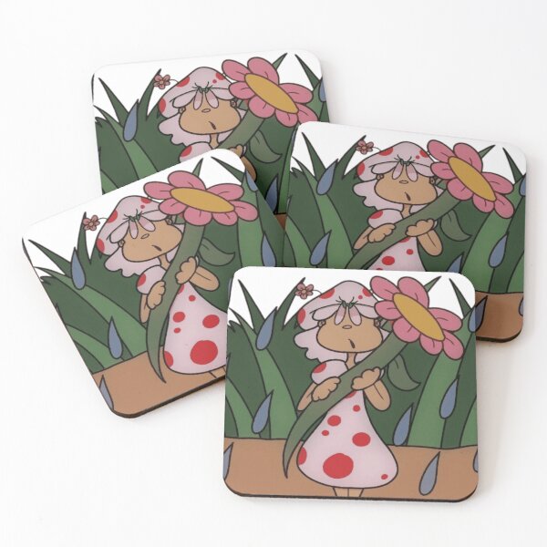 Item preview, Vintage Mushroom Girl in Rain Cute Cottagecore Flower Umbrella designed and sold by Fern-Finch.