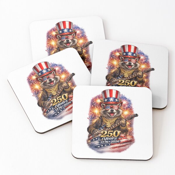 Item preview, Funny Raccoon Rock 4th of July designed and sold by QuiteOrbit.