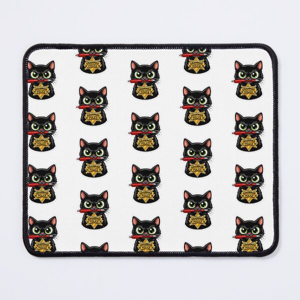 Item preview, Funny English Major Grammar Police Black Cat Badge Sticker designed and sold by yanejoy.