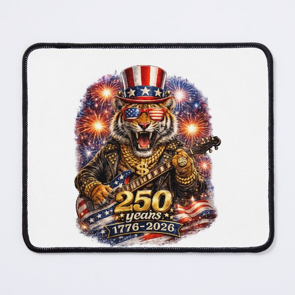 Item preview, 4th of July America Big Cat rock Playing Guitar designed and sold by QuiteOrbit.