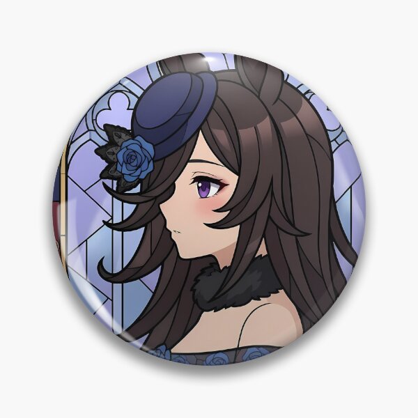 Item preview, Rice Shower Uma Musume Gothic Blue Rose Stained Glass Portrait designed and sold by mildaclairmo.