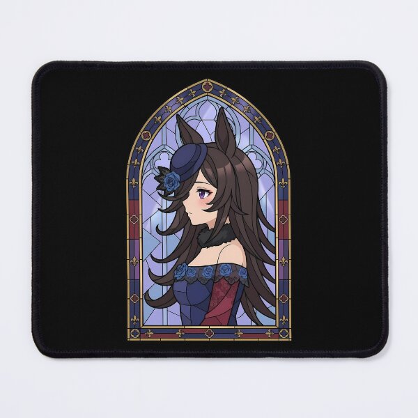 Item preview, Rice Shower Uma Musume Gothic Blue Rose Stained Glass Portrait designed and sold by mildaclairmo.