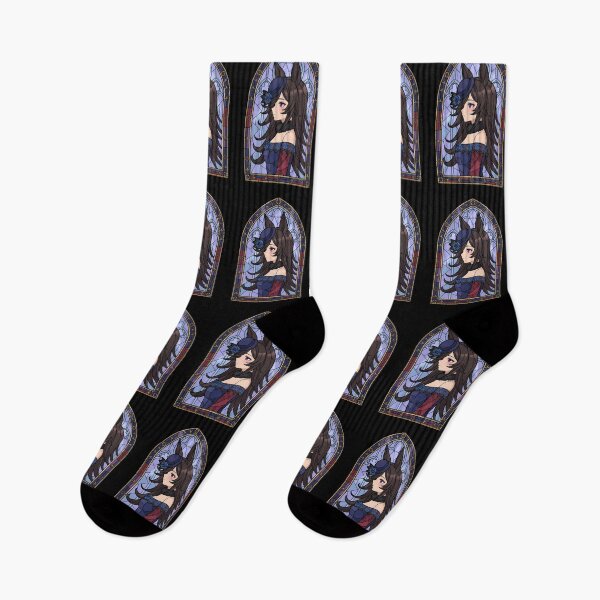 Item preview, Rice Shower Uma Musume Gothic Blue Rose Stained Glass Portrait designed and sold by mildaclairmo.