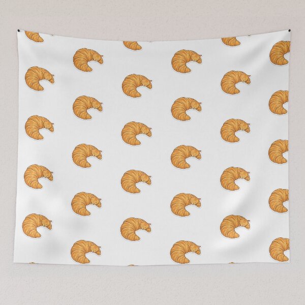 Item preview, Cute Pastry Orange Tabby Cat Croissant Sleeping Sticker designed and sold by yanejoy.