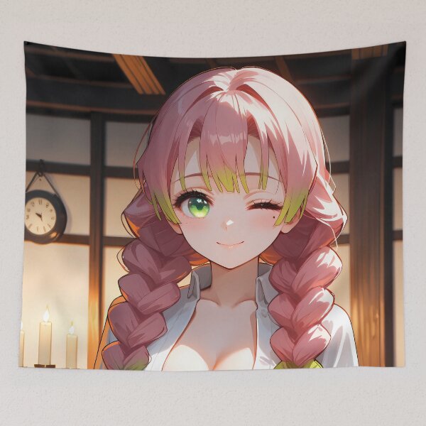 Item preview, Mitsuri Kanroji Demon Slayer Wink Cozy Night Portrait designed and sold by justnickthings.