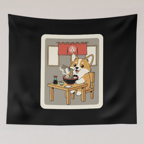 Item preview, Cute Shiba Inu Enjoying Ramen in Cozy Japanese Noodle Shop designed and sold by JordynLadukeg65.