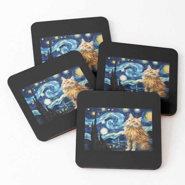 Item preview, Cute red cat Painting Art Starry Night Kitty Kitten Van Gogh  designed and sold by Littermin.