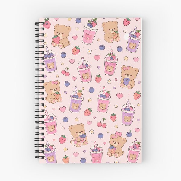 Item preview, Cute Teddy Bear Berry Smoothie Kawaii Pattern designed and sold by Soft Berry Studio.