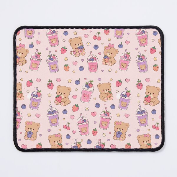 Item preview, Cute Teddy Bear Berry Smoothie Kawaii Pattern designed and sold by Soft Berry Studio.