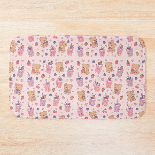 Item preview, Cute Teddy Bear Berry Smoothie Kawaii Pattern designed and sold by Soft Berry Studio.