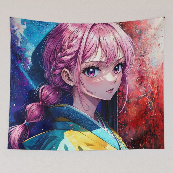 Item preview, Rebecca One Piece Elegant Kimono Pink Hair Portrait designed and sold by MicaheHaffner.