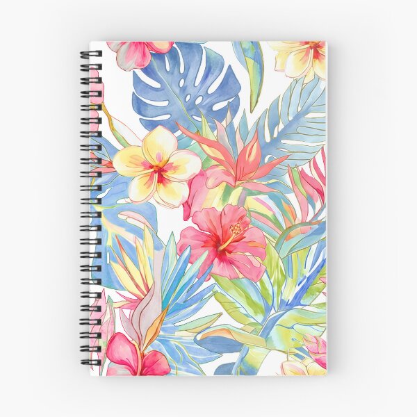 Item preview, Hawaiian Watercolor Floral n Foliage Pink Blue designed and sold by PixDezines.